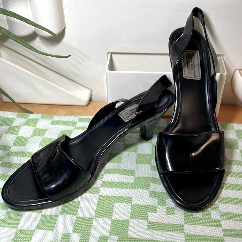 Marc by Marc Jacobs black jelly sling back slide low heel waterproof 39 8.5 9